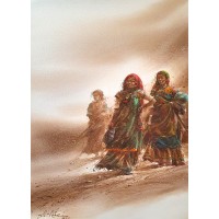Ali Abbas, Garad Baat,15 x 22 inch, Watercolor on Paper, Figurative Painting-AC-AAB-273